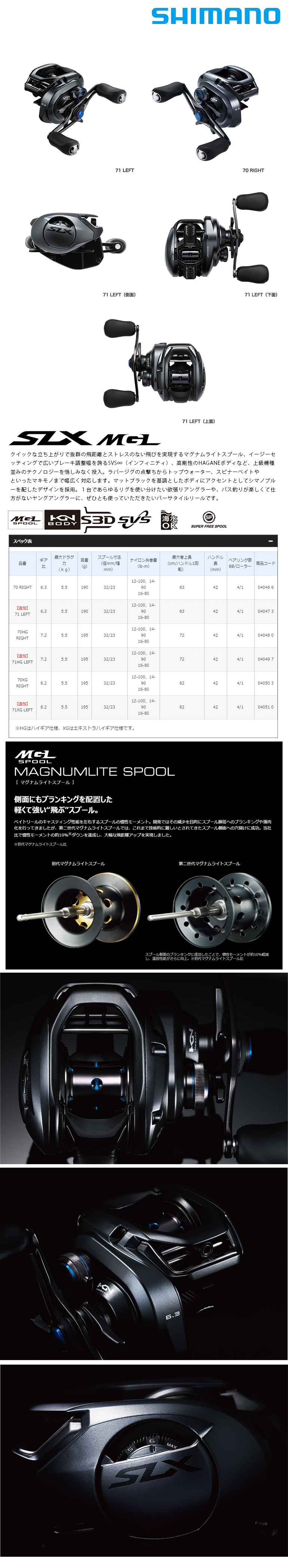 【極美品】SHIMANO 19 SLX MGL 70HG RIGHT